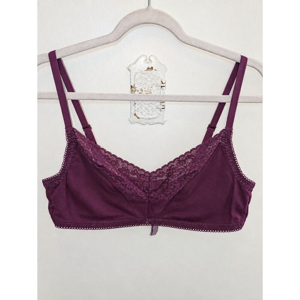 Savage X Fenty Unlined Demi Lace Bra 14/16 Purple Plum Floral